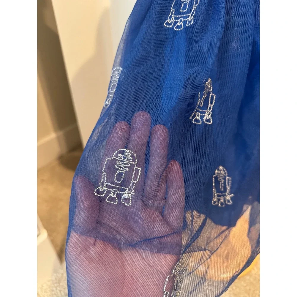 Hanna Andersson Star Wars R2-D2 Blue Tulle Skirt Kids US 8 130cm Silver Glitter